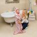 Clevamama Bamboo Apron Baby Bath Towel with Hood - Ultra Soft Bamboo, Absorbent, Pink, 98x98 cm - Buy Online on SooperMarket.com