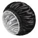 mikimini Satin Bonnet Silky Hair Bonnet for Sleeping Reversible Double Layer Bonnet for Women X-Large Sleeping Cap for Hair Care Soft Stretchy (Black+Silver) X-Large (Pack of 1) Black+Silver
