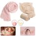 4 PCS Newborn Photography Props Wrap Knit Handmade Pearl Decor Wrap Blanket Swaddle Baby Photo Props Baby Photoshoot Props Prop 2PCS Newborn Photography Wraps + 2PCS Headband(Snow Powder/Beige) 01 Snow Powder/Beige
