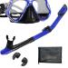 PIYAZI Snorkeling Gear for Adults, Anti-Leak Dry Top Snorkel Set Panoramic Wide View, Anti-Fog Tempered Glass Snorkel Gear with Ear Plug Travel Bag for Snorkeling Scuba Diving Swimming Travel Holidays Blue