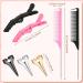 27 Pieces Hair Braiding Set - Parting Ring, Pintail Comb, Wide Teeth Clip (Pink/Black) - Buy Online on SooperMarket.com