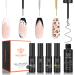 Modelones Gel Polish Nail Art Gel Liner Set-4 Colors Classic White Black Silver Gold Glitter Gel Paint for French Tip Swirl Nails Design Soak off Built Thin Brush Gel Nail Art Supplies Kit A-4 Colors Classic Popular