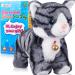 Marsjoy Pattern Gray Robot Cat Plush Cat Stuffed Animal Interactive Cat Meow Kitten Touch Control Electronic Pet Robotic Kitty Toy Animated Toy Cat for Girl Kids L:12" Grey Pattern