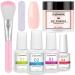Lofuanna Dip Powder Nail Kit Starter-Nude Pink Nail Dipping Powder with Base&Top Coat&Activator&Brush Saver No UV/LED Needed DIY French Nail Art Manicure Easy to Apply for Home or Salon Use 012