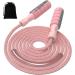 FITMYFAVO Jump Rope Cotton Adjustable Skipping Weighted jumprope for Women，Adult and Children Athletic Fitness Exercise Jumping Rope (Pink)