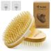 2 Pack Exfoliating Dry Brush, Wet & Dry Brushing Body Brush for Cellulite and Lymphatic Drainage, Body Scrubber Skin Exfoliator Scrub Brush with Natural Bristles & Massage Nodules for Shower Bath 4 Piece Set