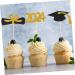 12Pcs Graduation Cupcake Toppers Glitter Cake Toppers Class of 2024 Congrats Grad Cap Diploma Cupcake Picks for Graduation Party Decorations -Golden Black - Buy Online on SooperMarket.com
