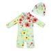 upandfast Baby Girl One Piece Swimwear Suits with Sun Hat Toddler Swimsuits UPF 50+ Sun Protection 9-12 Months Light Green