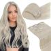 LAAVOO Platinblond Clip Extensions Real hair smooth 40cm clip in blond real hair Extensions full of head 7PCs/105g Double Tressen clip hair extension remy real hair platinum blonde 40cm-105g 2.3#60