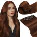 Laavoo clip in extensions real hair 70g 5pcs 30cm Auburn brown smooth hair clip extensions real hair red-brown clip in hair extension real hair extensions clip 30cm-70g 4.3#33