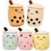 AMOZO Cute Cartoon Boba Milk Tea Soft Plush Doll Giant Boba Bubble Plushie Stuffed Tea Cup Pillow Gift Toys(Green 35cm) Green 35cm