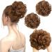 2PCS LIght Auburn Updo Messy Hair Buns Extensions Curly Wavy Hair Elastic Easy Scrunchies for Women Girls Large Synthetic Donut Updo Hair Pieces Hair Chignons 30#