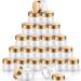 SATINIOR 24 Pieces Empty Clear Plastic Jars with Lids Round Storage Containers Wide-Mouth for Beauty Product Cosmetic Cream Lotion Liquid Slime Butter Craft and Food (Gold Lid, 2 oz) Gold Lid 2 oz