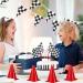 Skylety Traffic Cones and Racing Checkered Flags Set - 12 Cones, 12 Flags, Banner, and Racetrack Mat - Buy Online on SooperMarket.com