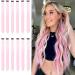 12 PCS Pink Hair Extensions Clip in 22Inch Pink Hair Extensions Colorful Straight Extensions Hair Highlights Accessories for Kid Girls Women Party Hair Decor 12pcs-Pink