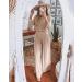 BTFBM Women's Ribbed Knit Lounge Set - Long Sleeve Crop Top & Wide Leg Pant in Solid Apricot | Size Large - Buy Online on SooperMarket.com