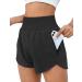 BMJL Women's Athletic Shorts High Waisted Running Shorts Pocket Sporty Shorts Gym Elastic Workout Shorts Black Medium