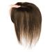 Hair Topper With Bangs 9.8 Inch Long Human Hair Toppers Women Silk Base Clip In Hair Extensions Natural Looking Hairpiece for Daily Use Natural (Brown)