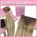 Youngsee Clip In Extensions - Real Hair Ombre 50cm Balayage Medium Brown & Platinum Blonde - 120g 7pcs - Premium Quality Hair Extensions - Buy Online on SooperMarket.com