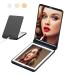 Compact Makeup Mirror Magnifying Mirror with Light Foldable 2-Sided Light Up Travel Mirror USB Rechargeable Compact Mirror 1X and 2X Makeup LED Mirror (Black)