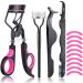 14 Pieces Eyelash Curler Kit Eyelash Comb Eyebrow Brush Eyelash Tweezers False Eyelashes Applicator Tool Eyebrow Trimmer Silicone Refills Pads for Women (Black and Purple)(Black and Purple) As Picture Shown