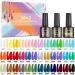 Gel Nail Polish SHOWNAIL 39 Pcs Gel Nail Polish Set Soak Off Gel Nail Set with Glossy and Matte Gel Top Base Coat Popular Nude Neon Pastel White Black Glitter Gel Polish Set Diy Nail Collection 36 Colors