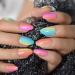 Buy Shiny Colorful Press On Nails | Ombr Rainbow Fake Nails Set - 24pcs Medium Size - Buy Online on SooperMarket.com