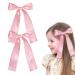 2 Pack Hair Bows for Girls and Women Large Bow Hair Clips Hair Barrette with Long Silky Satin Pink Hair Accessories for Girls(Pink)