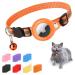 Mouyou Airtag cat neck band Airtag collar cat soft nylon reflective with bell and safety clasp tracking cats collar with holder airtag case adjustable from 22-34cm orange