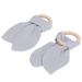 Baby Teething Wooden Ring - Bunny Ears Design Bite-Resistant Cotton Gauze Soothing Teether for Babies (Gray) | International Shipping - Buy Online on SooperMarket.com