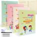 Funvce English magic exercise book 4 pieces reusable magical booklet writing aid for pen children learn alphabet athematics numbers and drawings