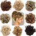 Scrunchy Scrunchie Bun Updo Hairpiece Hair Ribbon Ponytail Extensions Hair Extensions Wavy Curly Messy Hair Bun Donut Hair Chignons Hair Piece Wig Dark Blonde to Bleach Blonde Curly Dark Blonde to Bleach Blonde