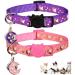 2PCS Breakaway Cats Collars with Bell Moons Stars Adjustable Kitten Collars with Pendant Glow in The Dark Purple+Pink