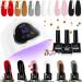 Gel Nail Polish Kit LKE Gel Nail Polish Starter Kit with 72W UV Lamps for Gel Nails 6 Colors of Classic Red Gel Nail Polish with Glossy & Matte Top and Base Coat Manicure DIY Gifts Set for Women Gold