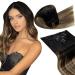 Laavoo clip in real hair Extensions Balayage black Extensions real hair clip brown ombre caramel blonde 45cm remy hair extension real hair clip smooth 7pcs 105g #1b/4/27 45cm-105g 4.2 #1b/4/27