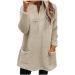 AMhomely Ladies Womens Soft Teddy Fleece Hooded Jumper Plus Size Double Fleece Casual Hoodies With Pocket V Neck Soft Fleece Hooded Sweatshirts Plain Pullover Tops Winter Lightweight Lounge Tops 02 Khaki XXL