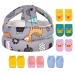 Umtiti Baby Adjustable Safety Helmet Lightweight and Soft Infant Head Protector with 3 Pairs Baby Knee Pads for Crawling & 3 Pairs Baby Socks Soft Head Guard for Baby. Forest Gray+6 Forest Grey