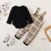 Puseky Baby Boy 3-6 Months Black Romper with Plaid Suspenders Overall Pants - Buy Online on SooperMarket.com