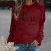 oelaio Yes I'm Cold Me 24:7 Sweatshirt Women's Fun Letter Print Long Sleeve Casual Comfy Yes Im Cold Sweatshirt Top Round Wine - Buy Online on SooperMarket.com