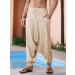 Runcati Men's Cotton Harem Pants - Baggy Hippie Casual Linen Yoga Pants for Beach - Low Crotch Trousers in Brown M - Buy Online on SooperMarket.com