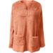 Womens Plus Size Teddy Fleece Hooded Jumper | Soft Double Fleece Hoodie with Pocket | V Neck Pullover Top for Winter | Orange Lounge Sweatshirt - Buy Online on SooperMarket.com