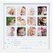 1Dino My First Year Baby Keepsake Picture Frame - 13.2"x 13.2" White Wood Baby Frame Hold 12 Months Photo Inserts - Newborn Baby Registry, Shower Gift for Boys and Girls, Wall or Desk Nursery Decor Alpine White