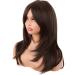 MapofBeauty 20 Inch Long Layered Synthetic Shoulder Length Wig with Bangs - Brown for Daily Use or Parties - Buy Online on SooperMarket.com