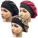 Satin Bonnet,3PCS Silk Hair Bonnet for Women Hair Care,Soft Sleep Cap ?for Braids Natural Curly Hair Satin Sleeping Cap (Black+Leopard+Red)