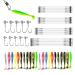 75PCs fishing accessories 40PCs steel leader pike 4 sizes steel leader with buckle and rotary shaft 22PCs rubber fish 10PCs jig heads fishing accessories for salt water and fresh water fish