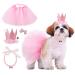 GAGILAND Dog Birthday Outfit Pink Puppy Tutu Adorable Dog Hat Necklace for Small Dogs Girl Puppy A-Pink