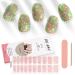Kalolary 20PCS Luminous Glitter Cured Gel Nail Polish Strips Glow in the Dark Adhesive Full Wrap Gel Nail Art Sticker Waterproof Gel Nail Wrap Stickers with Nail File and Stick (Pink)