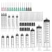 Syringes with blunt needles 15 packs (100 ml/60 ml/30ml 1 each 10ml/5ml/3 ml/1 ml 3 each) and storage caps