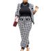 SOMTHRON Women's Houndstooth Print 2 Piece Outfit Set - Zip Up Jacket & Long Pants - X-Large Black - Buy Online on SooperMarket.com