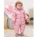 Baby Hooded Winter Romper Down Jacket | Kids Snowsuit Coat | Warm Pink Jumpsuit 6-9 Months - Buy Online on SooperMarket.com